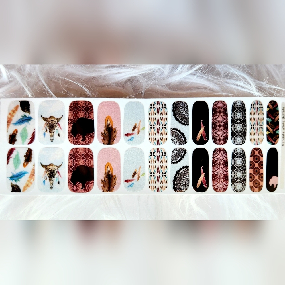 "Mandala White Buffalo" Nail Art Strips